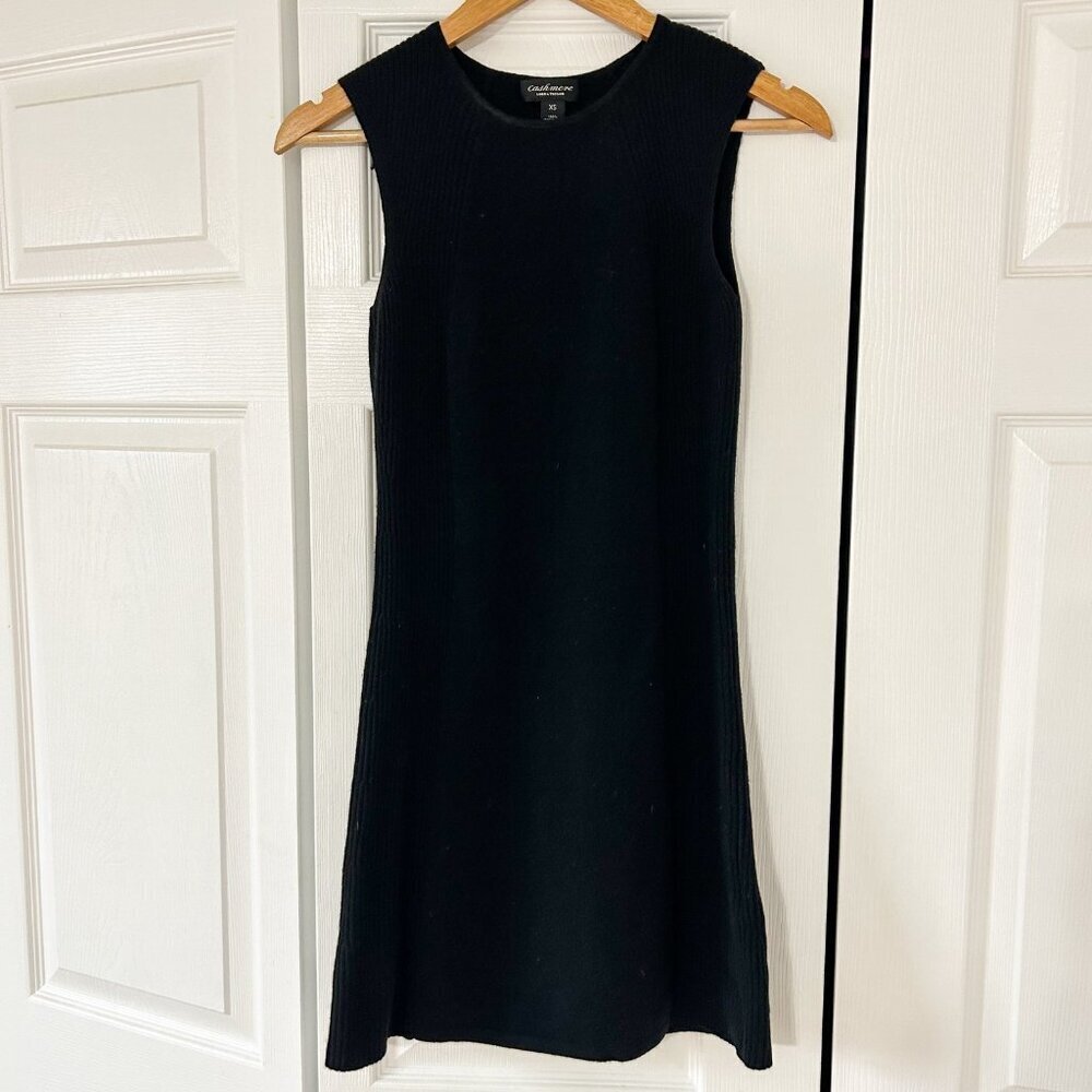 Lord & Taylor Cashmere Black Ribbed Sleeveless Mini Dress Women’s Size XS